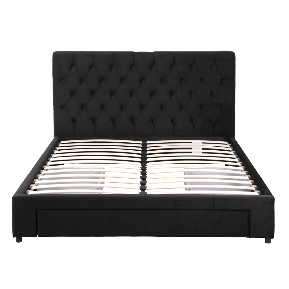 Artiss Queen Bed Frame Storage Charging Station Upholstered 3 Drawers USB Type-C