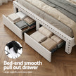 Artiss Queen Upholstered Bed Frame with Shelf Storage Drawers Charging Station Mood Lighting Linen
