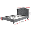 Artiss Double Bed Frame with Wingback Headboard Grey Linen Upholstered Platform Bed Base