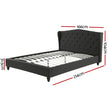 Artiss Queen Bed Frame Wingback Headboard Charcoal Grey Linen Upholstered Platform Bed Base