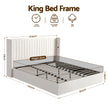 Artiss King Bed Frame with Gaslift Storage USB Type-C Charging Ports Velvet Upholstery White