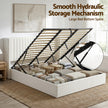 Artiss King Bed Frame with Gaslift Storage USB Type-C Charging Ports Velvet Upholstery White