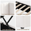 Artiss King Bed Frame with Gaslift Storage USB Type-C Charging Ports Velvet Upholstery White