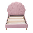 Artiss Single Bed Frame Scallop Upholstered Headboard Pink Velvet Platform Base Support up to 180kg