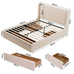 Artiss King Upholstered Bed Frame with 3 Storage Drawers Wingback Headboard Heavy Duty Metal Platform Base