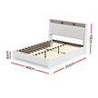 Artiss Bed Frame Gas Lift LED Beds Base Platform White PVC Leather Storage Headboard - Double