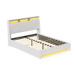 Artiss Bed Frame Gas Lift LED Beds Base Platform White PVC Leather Storage Headboard - Queen