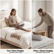 Artiss Queen Bed Frame with Storage Adjustable Headboard Platform Base Linen Fabric Charging Ports