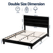 Artiss Double Bed Frame Upholstered Platform Base with Geometric Headboard Black Velvet