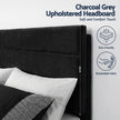 Artiss Double Bed Frame Upholstered Platform Base with Geometric Headboard Black Velvet