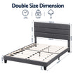 Artiss Double Bed Frame Upholstered Platform Base with Geometric Headboard Charcoal Grey Linen Wood Slats for Modern Bedroom Furniture Home Decor