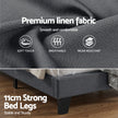 Artiss Double Bed Frame Upholstered Platform Base with Geometric Headboard Charcoal Grey Linen Wood Slats for Modern Bedroom Furniture Home Decor