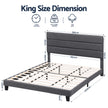 Artiss King Bed Frame Upholstered Platform Base with Geometric Headboard Charcoal Grey Linen Wood Slats for Modern Bedroom Furniture Home Decor