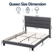 Artiss Queen Bed Frame Upholstered Platform Base with Geometric Headboard Charcoal Grey Linen Wood Slats for Modern Bedroom Furniture Home Decor