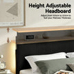Artiss Double Bed Frame Upholstered Adjustable Headboard Mood Lighting Heavy Duty Black Velvet