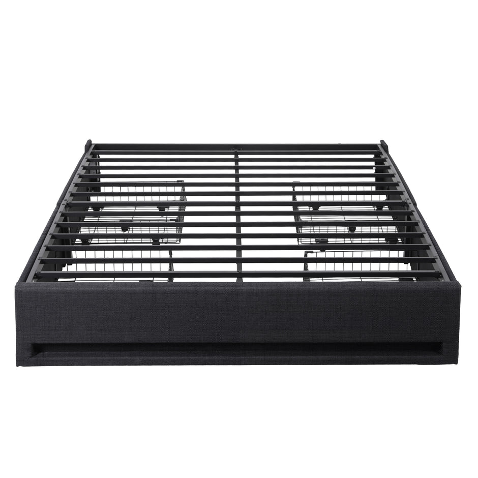 Artiss Double Bed Frame with Storage Drawers RGB Lights Charging Station Upholstered Fabric