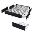 Artiss Queen Bed Frame with Storage Drawers RGB Lights Charging Station Upholstered Fabric