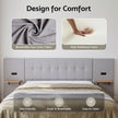 Artiss Queen Bed Frame with Wide Headboard, Floating Shelves and USB Grey