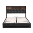 Artiss Double Bed Frame with Gas Lift Storage LED Lights Charging Station Headboard with Open Shelf
