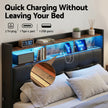 Artiss Double Bed Frame with Gas Lift Storage LED Lights Charging Station Headboard with Open Shelf