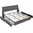 Artiss King Bed Frame with 4 Storage Drawers and Charging Station Tufted Wingback Headboard 300kg Loads Charcoal Grey