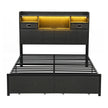 Artiss Double Bed Frame with 2 Storage Drawers & Headboard, USB Charging Station, RGB LED Light