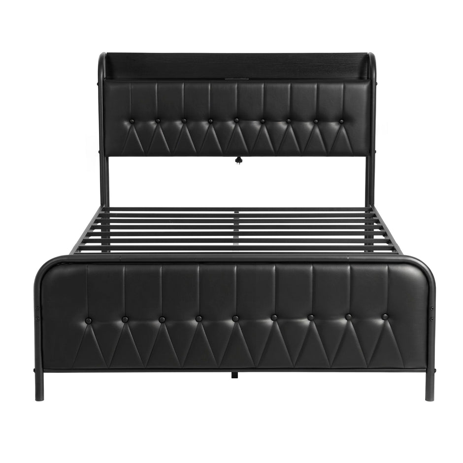 Artiss Double Bed Frame with Storage Headboard SAA Certified Charging Station
