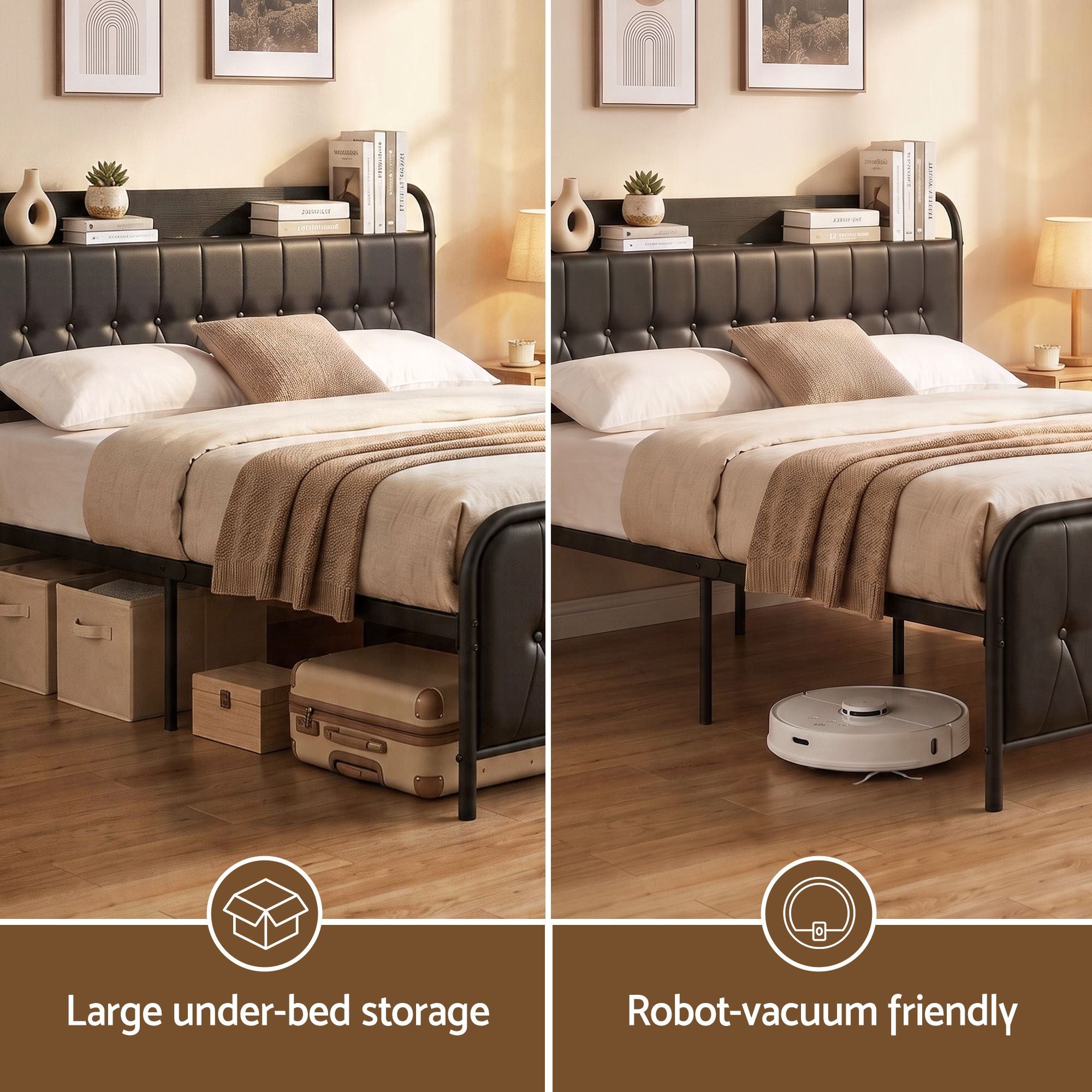 Artiss Double Bed Frame with Storage Headboard SAA Certified Charging Station
