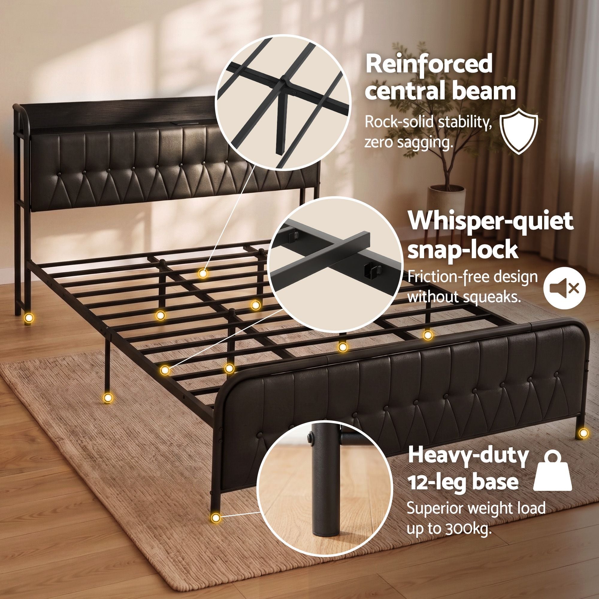Artiss King Bed Frame with Storage Headboard SAA Certified Charging Station