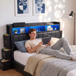 Artiss Double Bed Frame with Storage Headboard, 2 Drawers, Charging Station LED Light