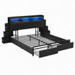 Artiss King Bed Frame with Storage Headboard, 2 Drawers, Charging Station & LED Light