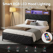 Artiss Double Bed Frame with LED Lights Storage Headboard 2 USB 2 AC Outlets Charging Station