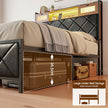 Artiss Double Bed Frame with LED Lights Storage Headboard 2 USB 2 AC Outlets Charging Station