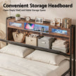 Artiss King Bed Frame with LED Lights and Storage Headboard Charging Station