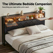 Artiss King Bed Frame with LED Lights and Storage Headboard Charging Station