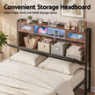 Artiss Queen Bed Frame with LED Lights and Storage Headboard Charging Station