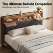 Artiss Queen Bed Frame with LED Lights and Storage Headboard Charging Station