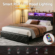 Artiss Queen Bed Frame with LED Lights and Storage Headboard Charging Station