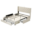 Artiss King Bed Frame with Charging Station and Storage Drawers Beige 300KG Noise Free