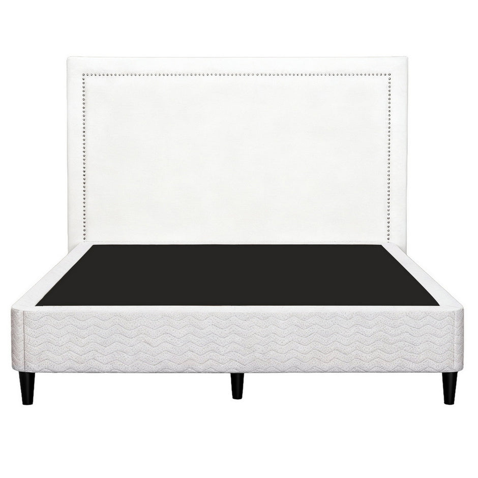 Artiss Queen Bed Frame with Headboard Platform Bed Base Grey Beige Fabric Metal