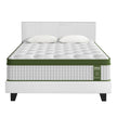 Artiss Double Bed Frame and BedStory Hybrid Mattress Bundle with Headboard White