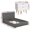 Artiss Upholstered Queen Gas Lift Storage Bed Frame with 2-Drawer Bedside Table Set