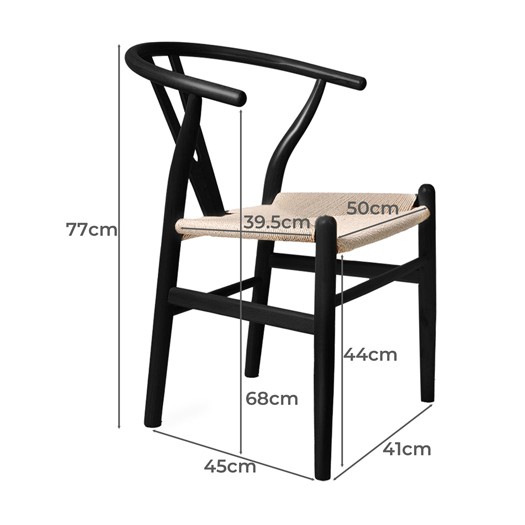 Levede 2x Dining Chairs Wooden Hans Black-2018816937357873154