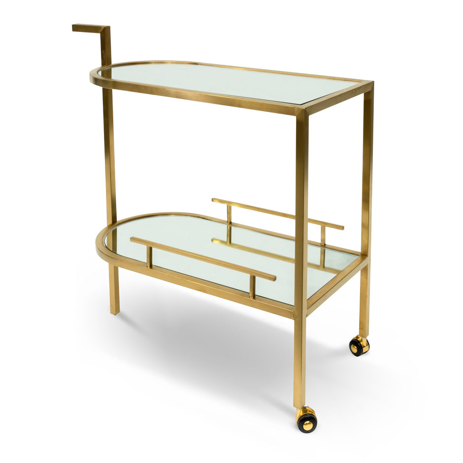 CBR6955-KS Bar Cart - Mirror and Gold Base