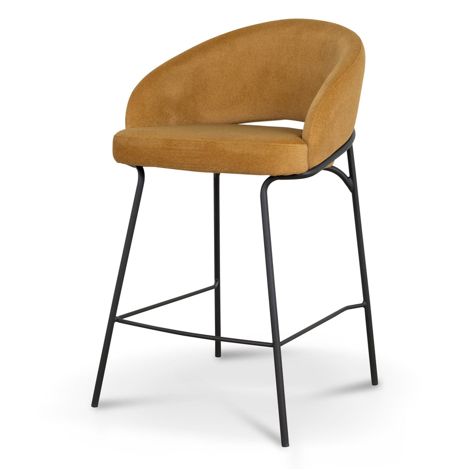 CBS10220-FH Black Bar Stool - Orange Gold Seat (Set of 2)