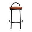 CBS10965-FH 65cm Black Frame Bar Stool - Burnt Brown (Set of 2)