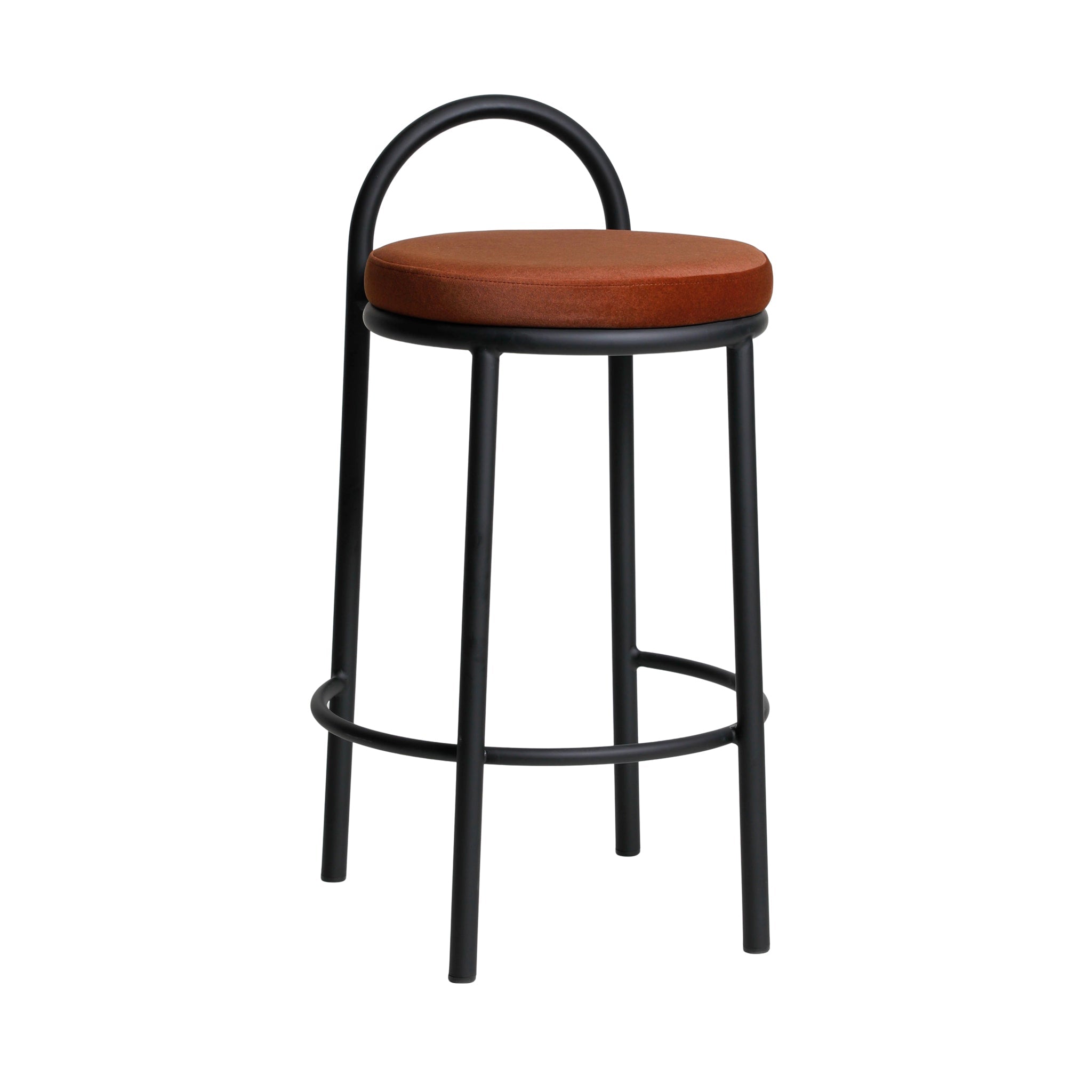 CBS10965-FH 65cm Black Frame Bar Stool - Burnt Brown (Set of 2)