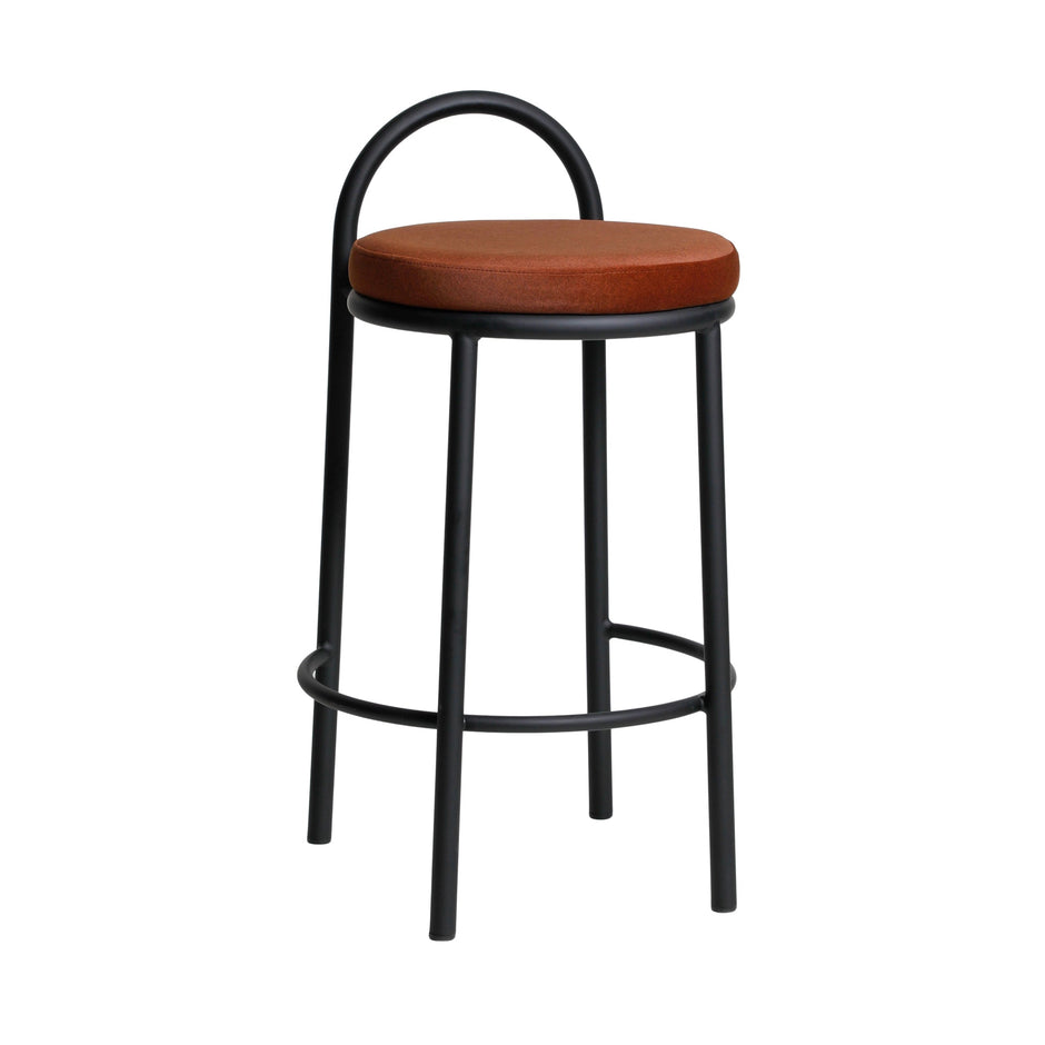 CBS10965-FH 65cm Black Frame Bar Stool - Burnt Brown (Set of 2)
