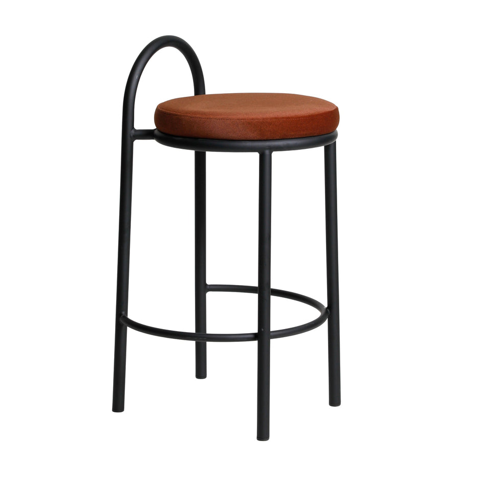 CBS10965-FH 65cm Black Frame Bar Stool - Burnt Brown (Set of 2)