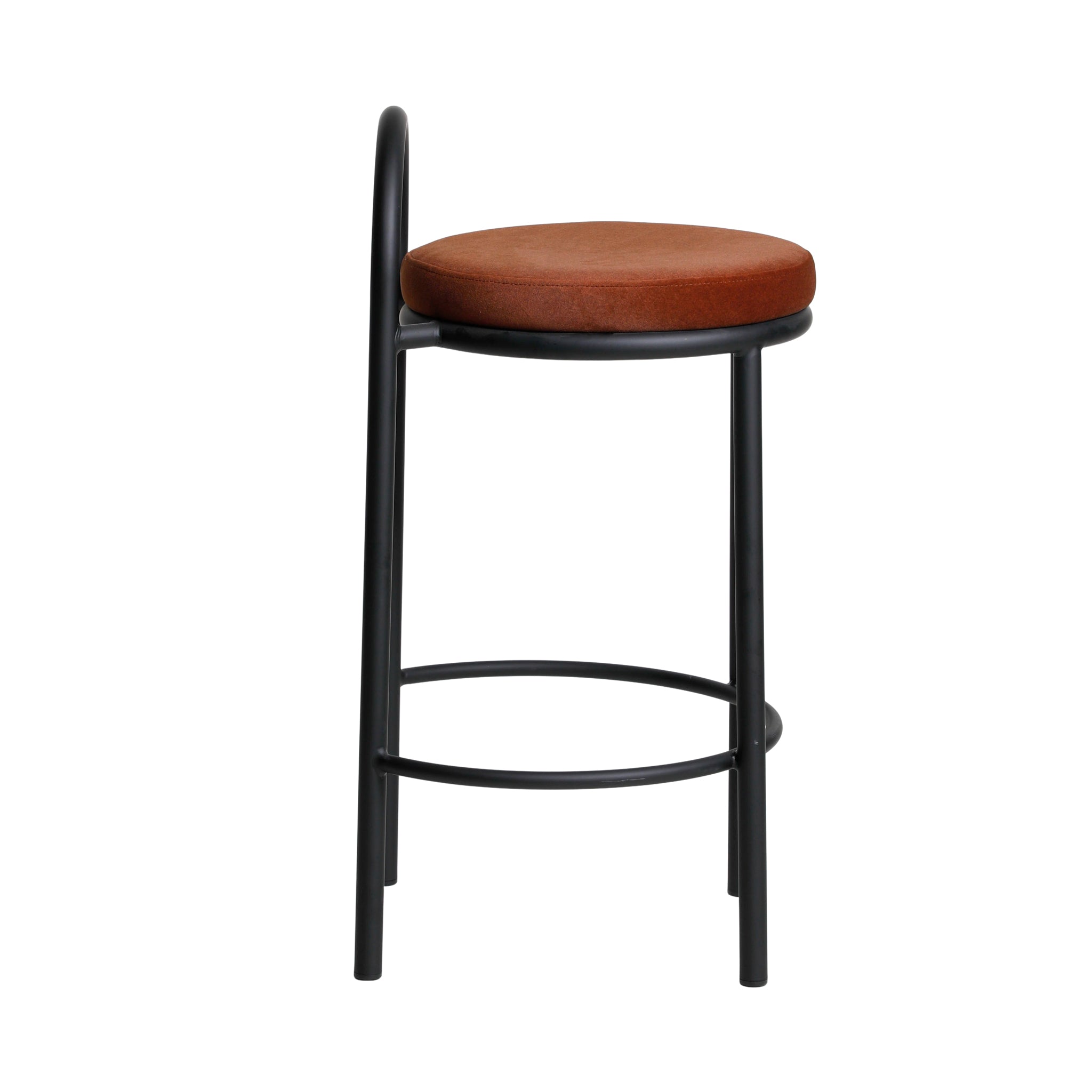 CBS10965-FH 65cm Black Frame Bar Stool - Burnt Brown (Set of 2)